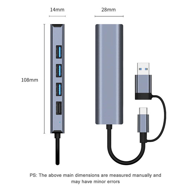 BYL-2208 5 in 2 USB + USB-C / Type-C to USB Multifunctional Docking Station HUB Adapter