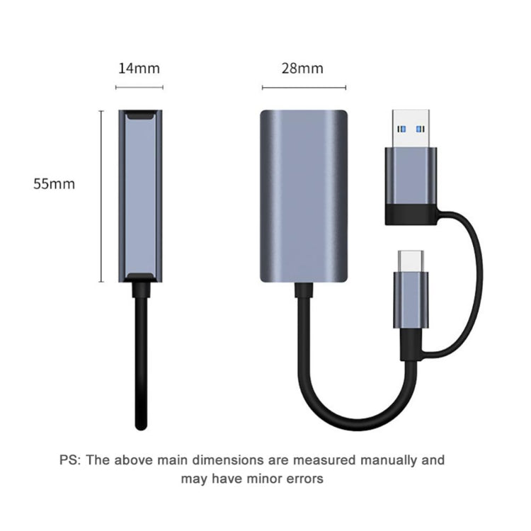 BYL-2207 2 in 1 USB + Type-C to RJ45 Docking Station HUB Adapter My Store