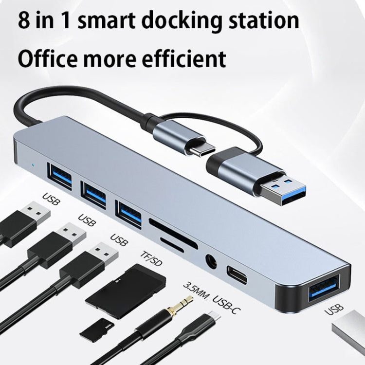 BYL-2218TU 8 in 1 USB + USB-C / Type-C to USB Multifunctional Docking Station HUB Adapter My Store