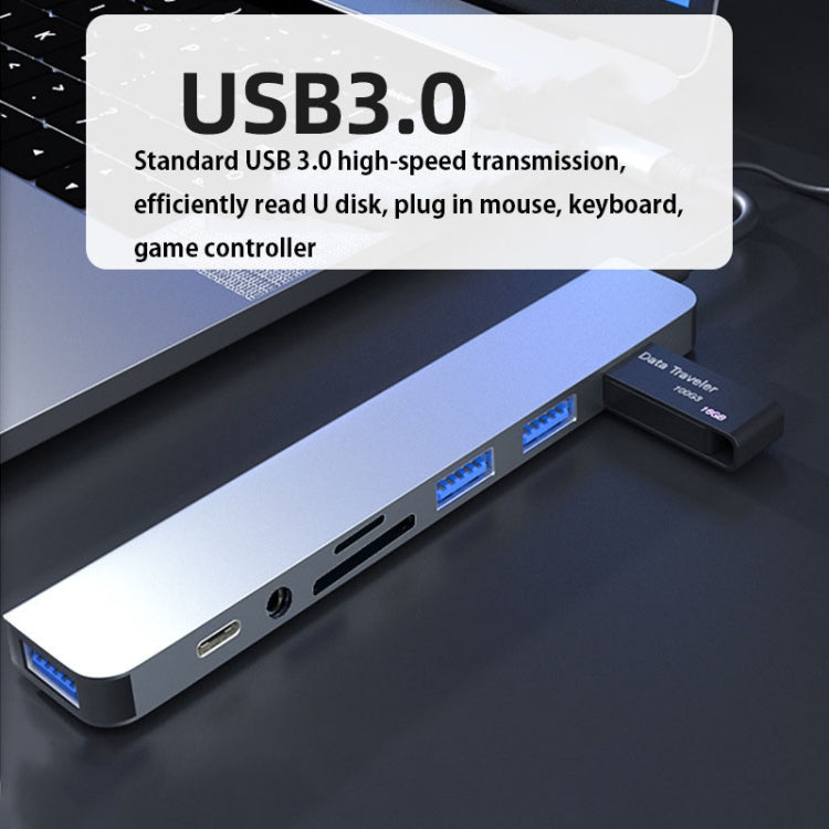 BYL-2218TU 8 in 1 USB + USB-C / Type-C to USB Multifunctional Docking Station HUB Adapter