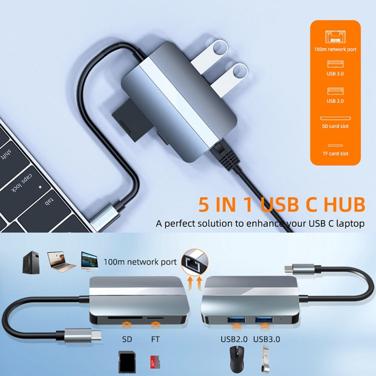 BYL-2112 5 in 1 USB-C / Type-C to USB Multifunctional Docking Station HUB Adapter