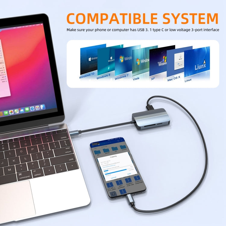 BYL-2112 5 in 1 USB-C / Type-C to USB Multifunctional Docking Station HUB Adapter