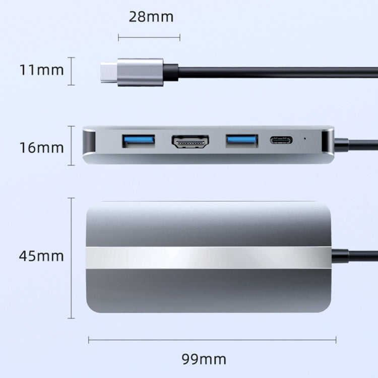 BYL-2109 5 in 1 USB-C / Type-C to USB Multifunctional Docking Station HUB Adapter