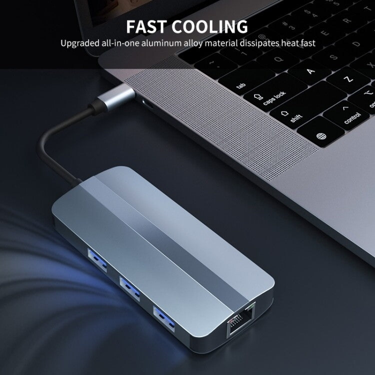 BYL-2209 6 in 1 USB-C / Type-C to USB Multifunctional Docking Station HUB Adapter