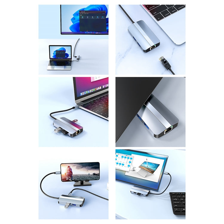 BYL-2203 6 in 1 USB-C / Type-C to USB Multifunctional Docking Station HUB Adapter My Store