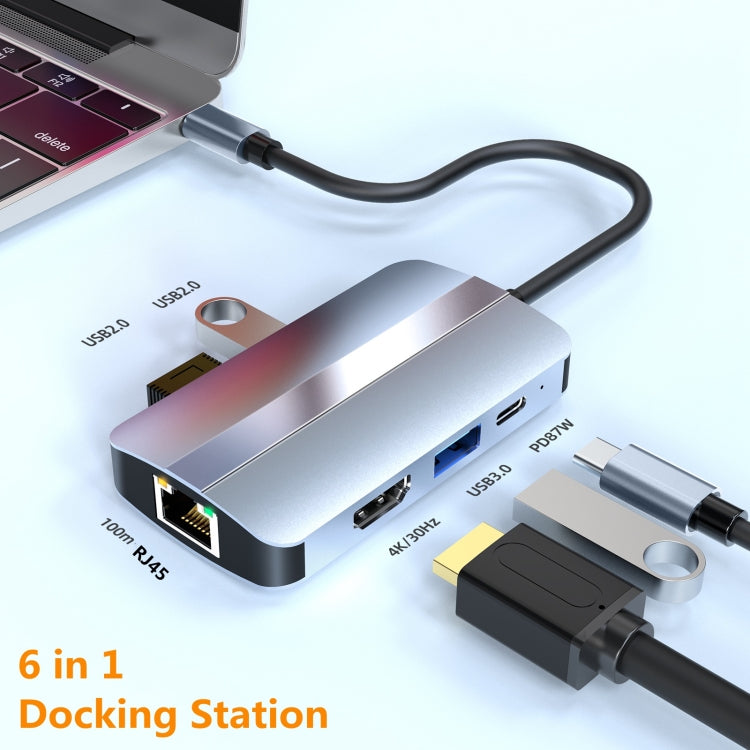 BYL-2203 6 in 1 USB-C / Type-C to USB Multifunctional Docking Station HUB Adapter