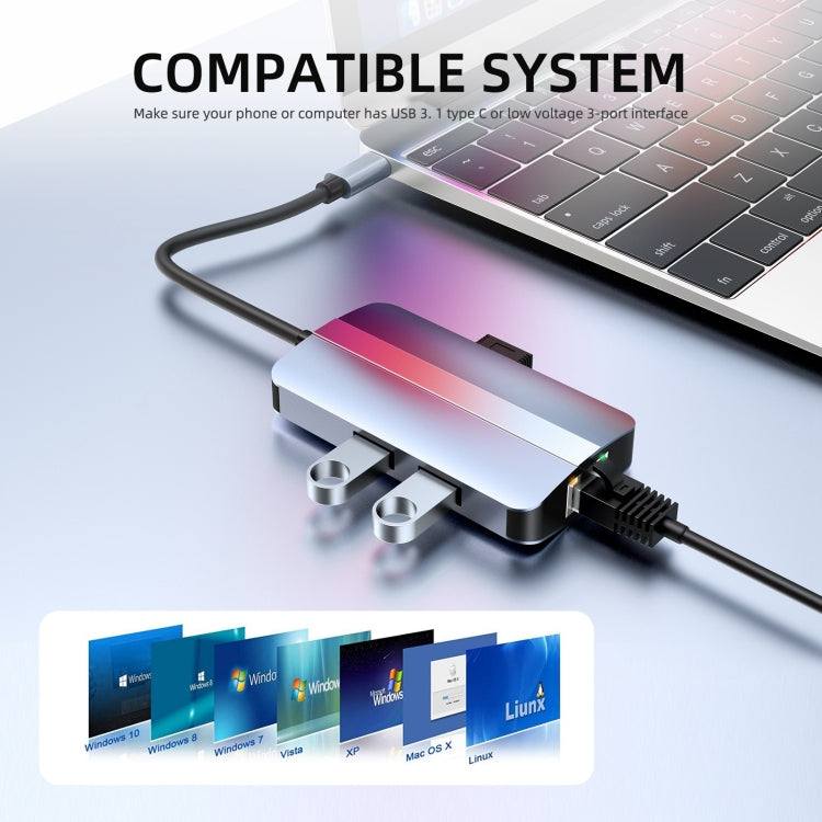 BYL-2203 6 in 1 USB-C / Type-C to USB Multifunctional Docking Station HUB Adapter My Store