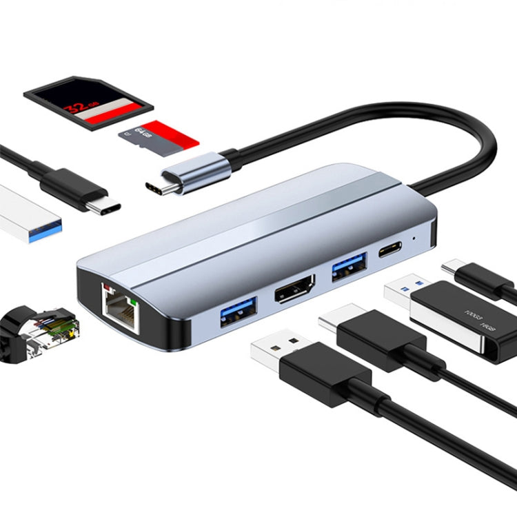 BYL-2206 9 in 1 USB-C / Type-C to USB Multifunctional Docking Station HUB Adapter