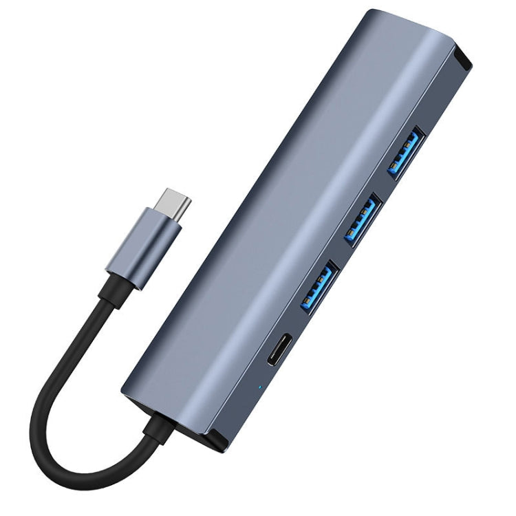 BYL-2302 5 in 1 USB-C / Type-C to USB Multifunctional Docking Station HUB Adapter with 1000M Network Port