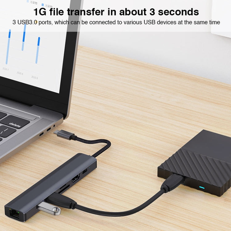 BYL-2303 7 in 1 USB-C / Type-C to USB Multifunctional Docking Station HUB Adapter My Store