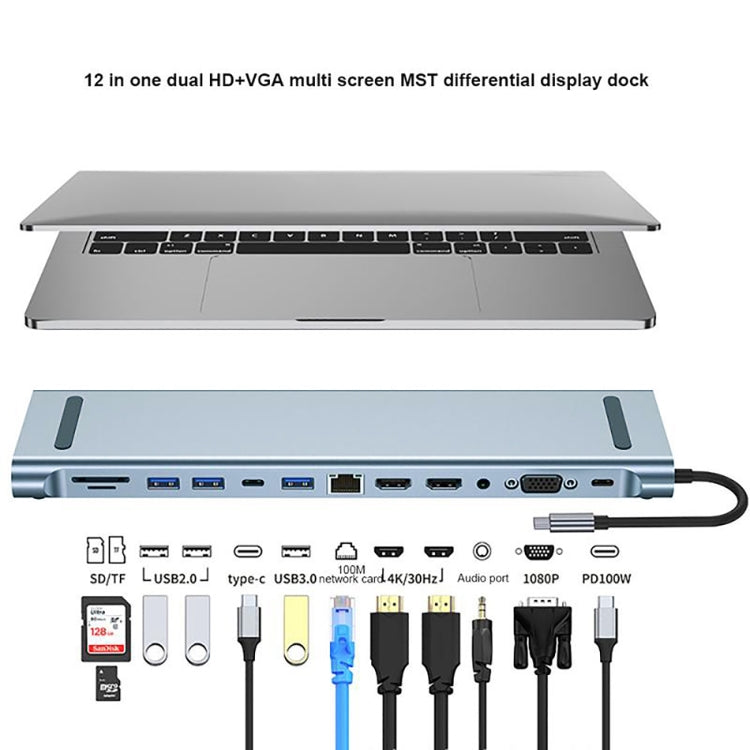 BYL-2003U2 12 in 1 USB-C / Type-C to USB Multifunctional Docking Station HUB Adapter My Store