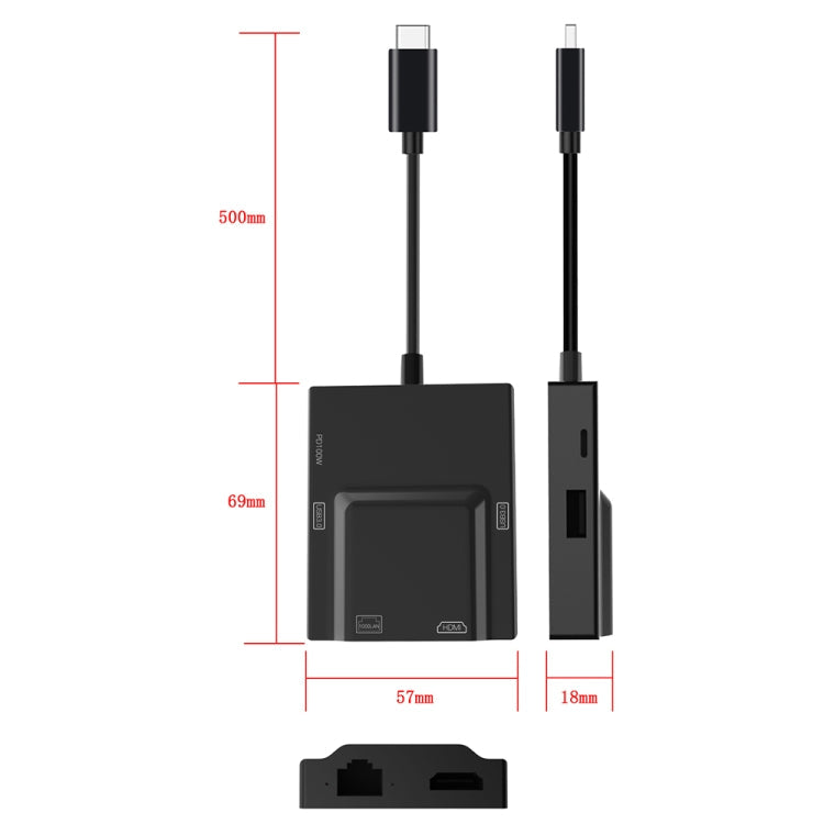 NK-3057HDMI 5 in 1 USB-C / Type-C Multifunctional Converter Docking Station HUB Adapter