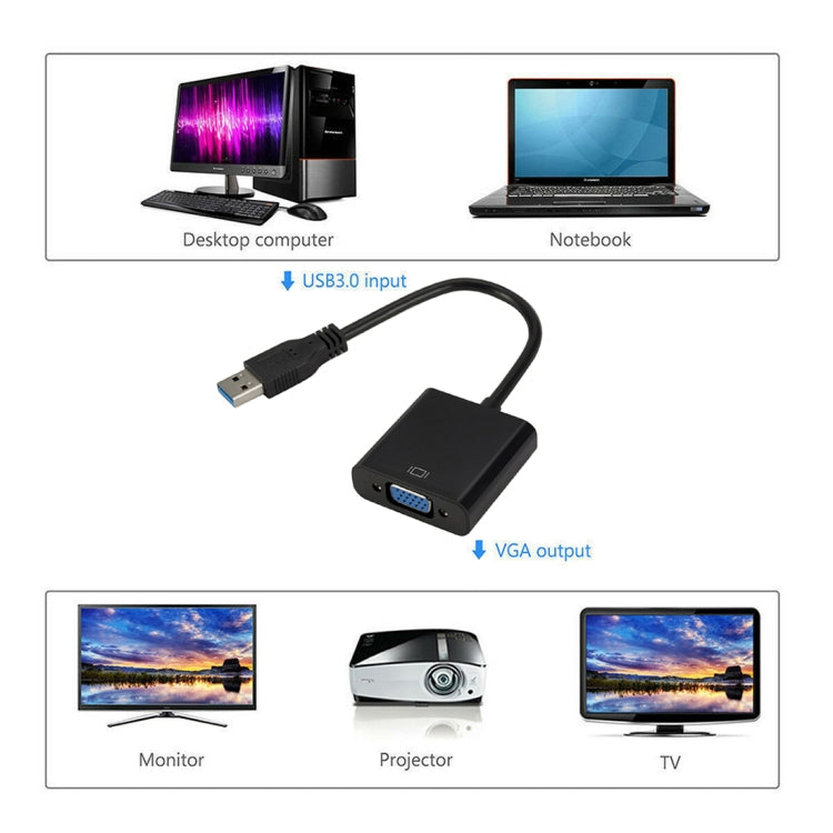 External Graphics Card Converter Cable USB3.0 to VGA, Resolution: 720P My Store