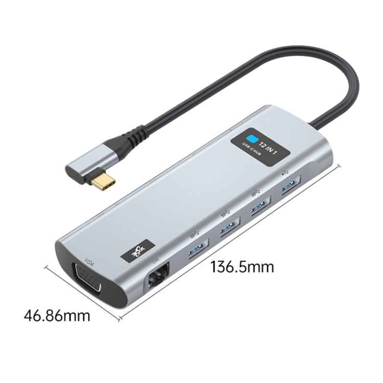 V261A 12 in 1 Elbow USB-C/Type-C to USB Digital Display Docking Station HUB Adapter My Store