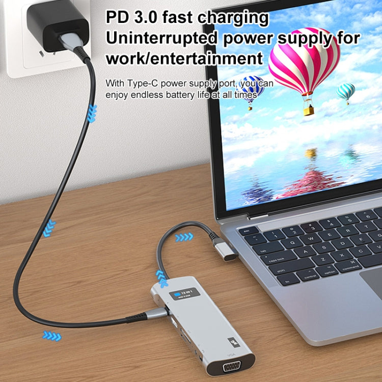 V261A 12 in 1 Elbow USB-C/Type-C to USB Digital Display Docking Station HUB Adapter My Store