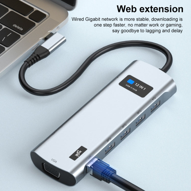 V261A 12 in 1 Elbow USB-C/Type-C to USB Digital Display Docking Station HUB Adapter My Store