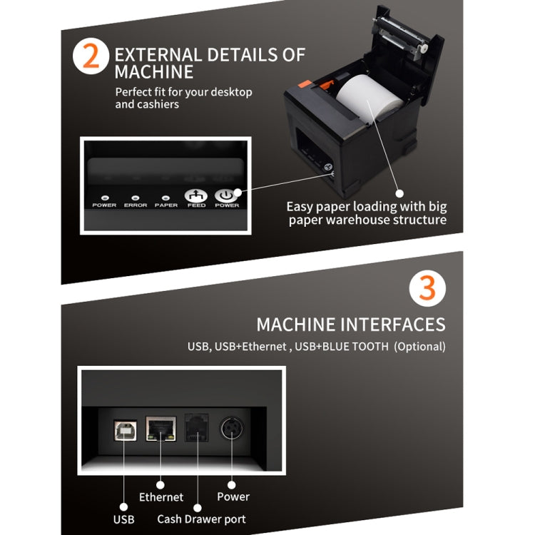 ZJ-8360 USB Auto-cutter 80mm Thermal Receipt Printer My Store