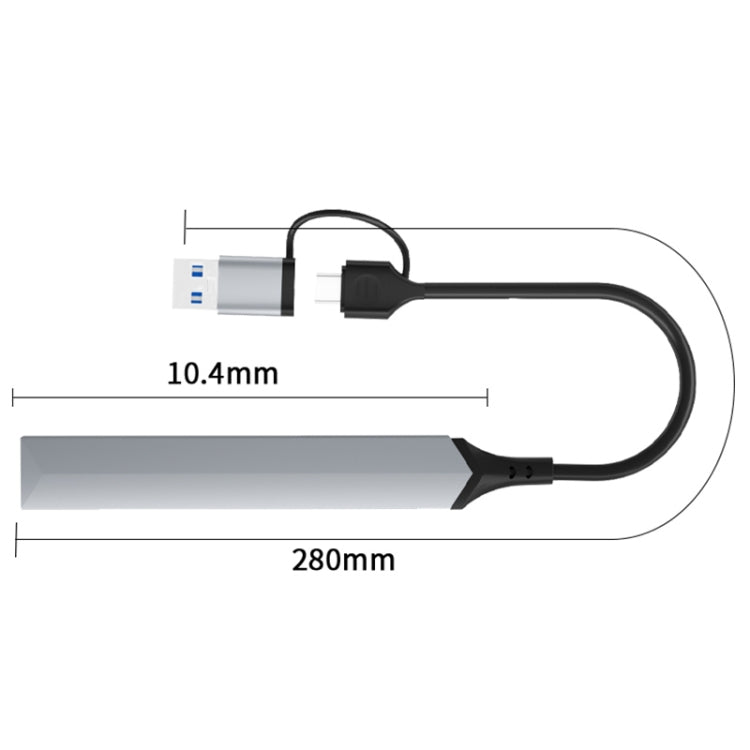 V253B 5 in 1 USB + USB-C/Type-C to USB Multifunctional Docking Station HUB Adapter