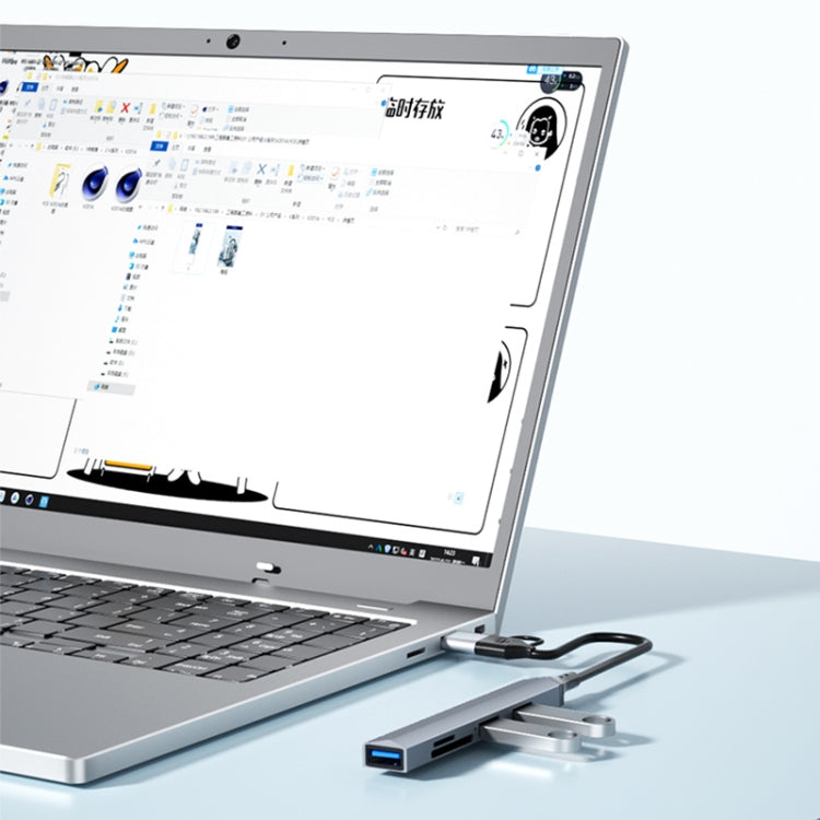 V253B 5 in 1 USB + USB-C/Type-C to USB Multifunctional Docking Station HUB Adapter