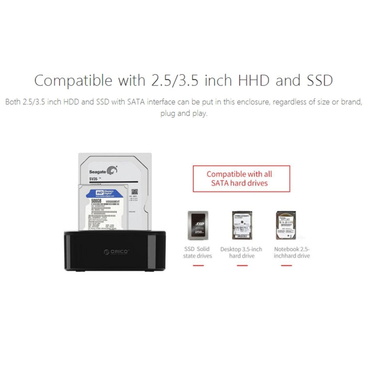 ORICO 6228US3 2.5 / 3.5 inch SATA HDD / SSD 2 Bay USB 3.0 Hard Drive Dock