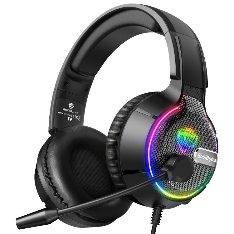 Soulbytes S19 USB + 3,5 mm 4-Pin einstellbares RGB-Licht-Gaming-Headset mit Mikrofon