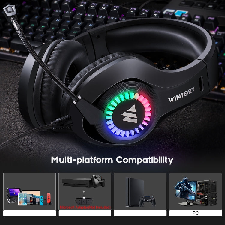 Wintory M3 USB + 3.5mm 4 Pin Adjustable RGB Light Gaming Headset with Mic My Store