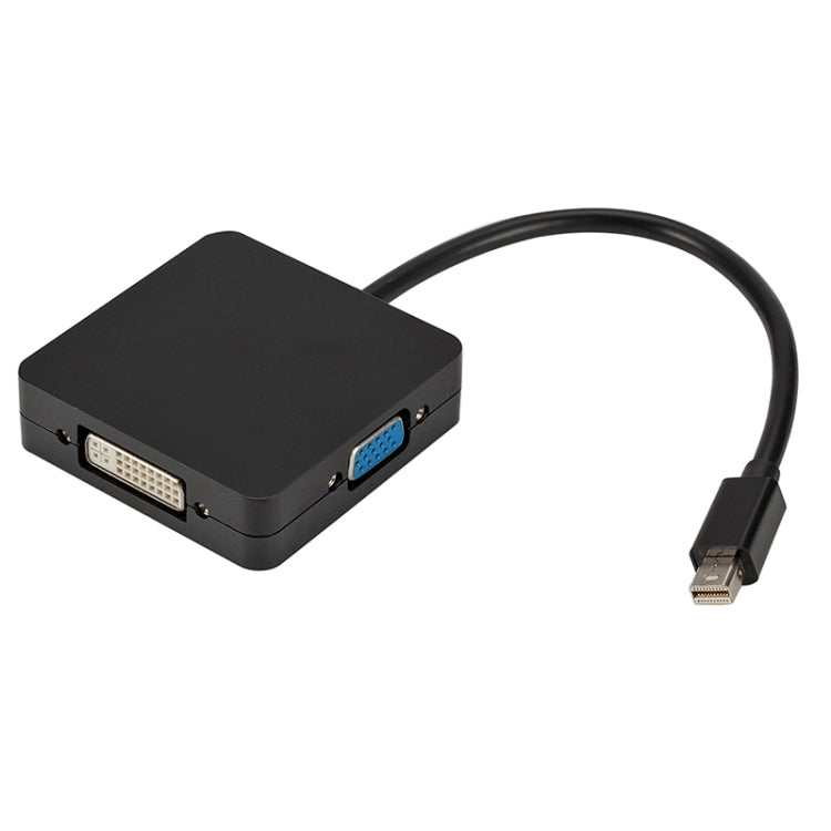 3-in-1-Adapter, Mini-DP-Stecker auf HDMI + VGA + DVI-Buchse, quadratisch, Kabellänge: 18 cm