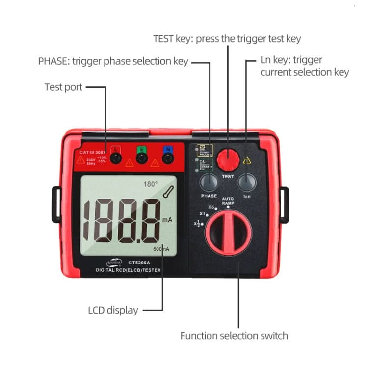 BENETECH GT5206A Professional LCD Digital Leakage Protector Switch Tester My Store