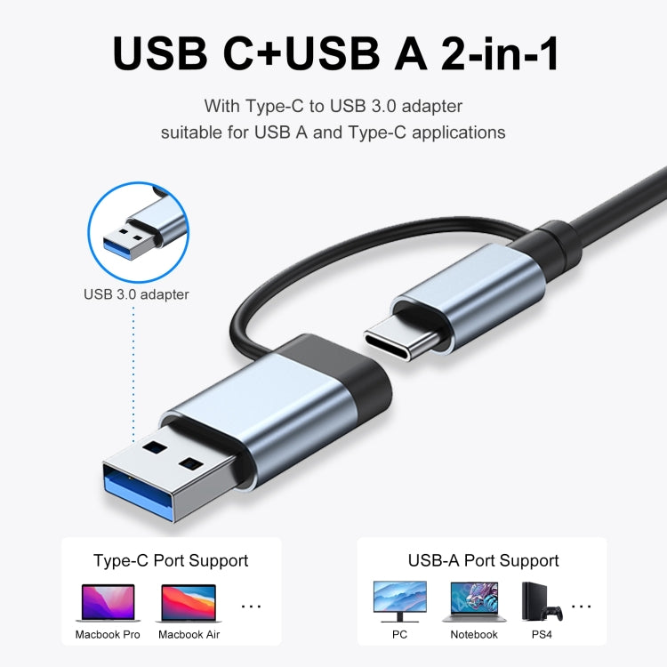 BYL-2217TU 7 in 1 USB 3.0 and Type-C / USB-C to USB 3.0 USB 2.0 HUB Adapter