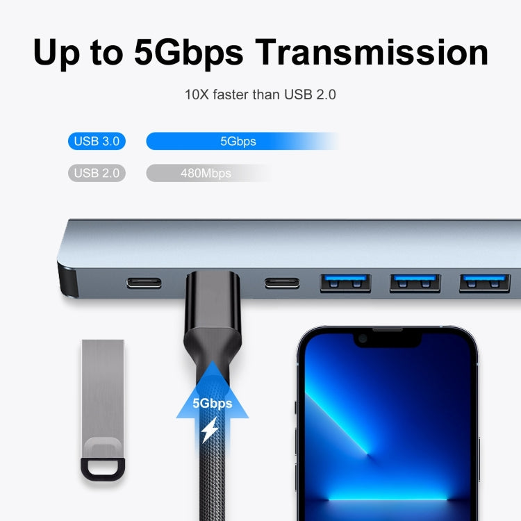 BYL-2217TU 7 in 1 USB 3.0 and Type-C / USB-C to USB 3.0 USB 2.0 HUB Adapter