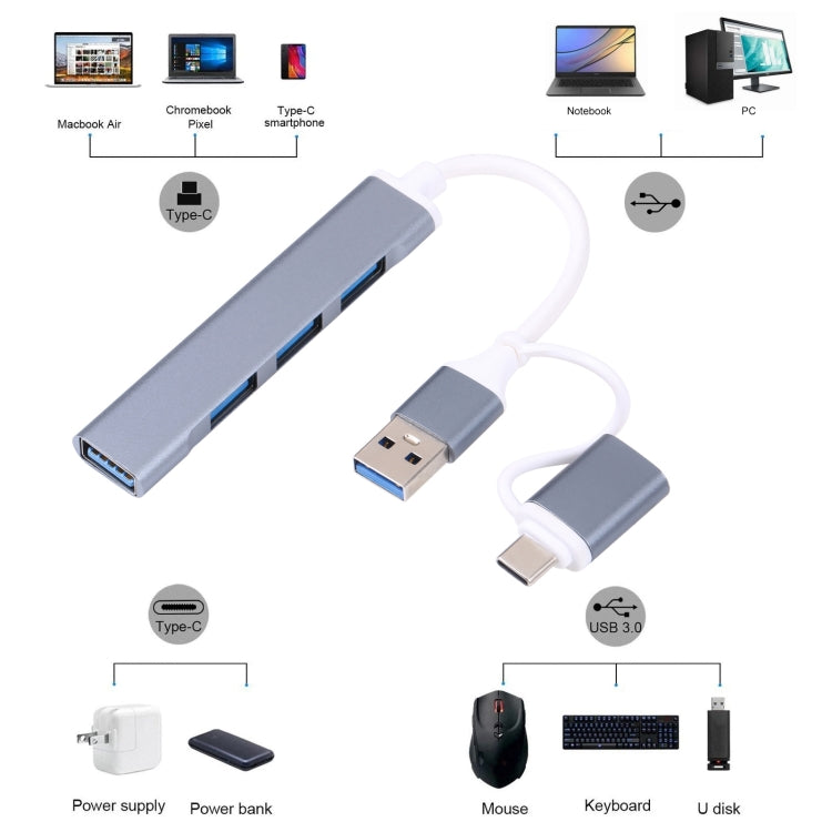 A-806 5 in 1 USB 3.0 and Type-C / USB-C to USB 3.0 HUB Adapter