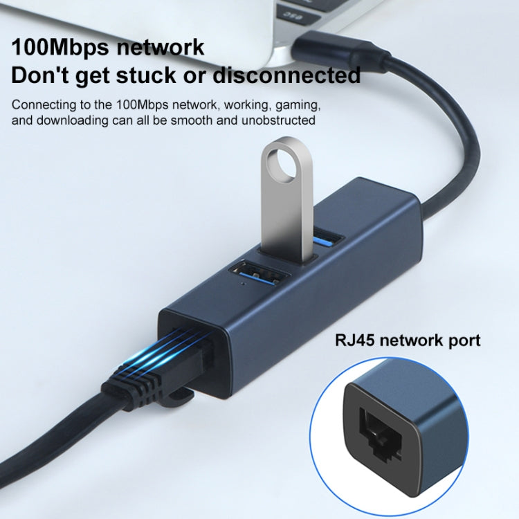 RDS 6307 USB to USB3.0 + Dual USB2.0 + RJ45 4 in 1 HUB Adapter