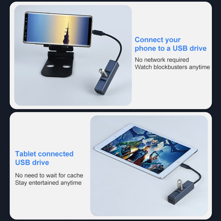 RDS 6307-3 USB-C / Type-C to USB3.0 + Dual USB2.0 + RJ45 4 in 1 HUB Adapter