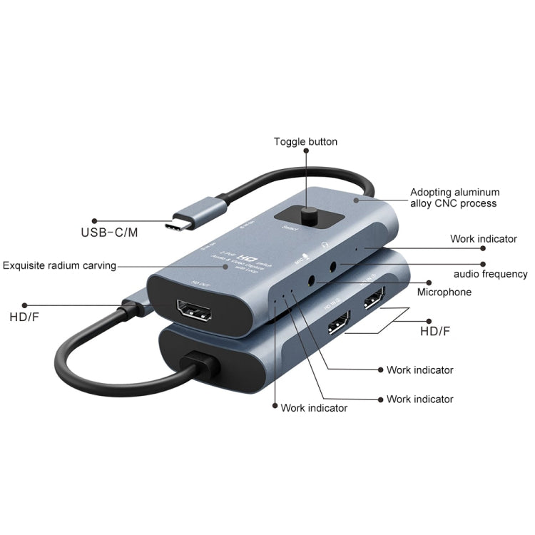 Z54A HDMI Output + 2 x HDMI Input + Mic + Audio to Type-C Video Capture Switcher with Loop My Store