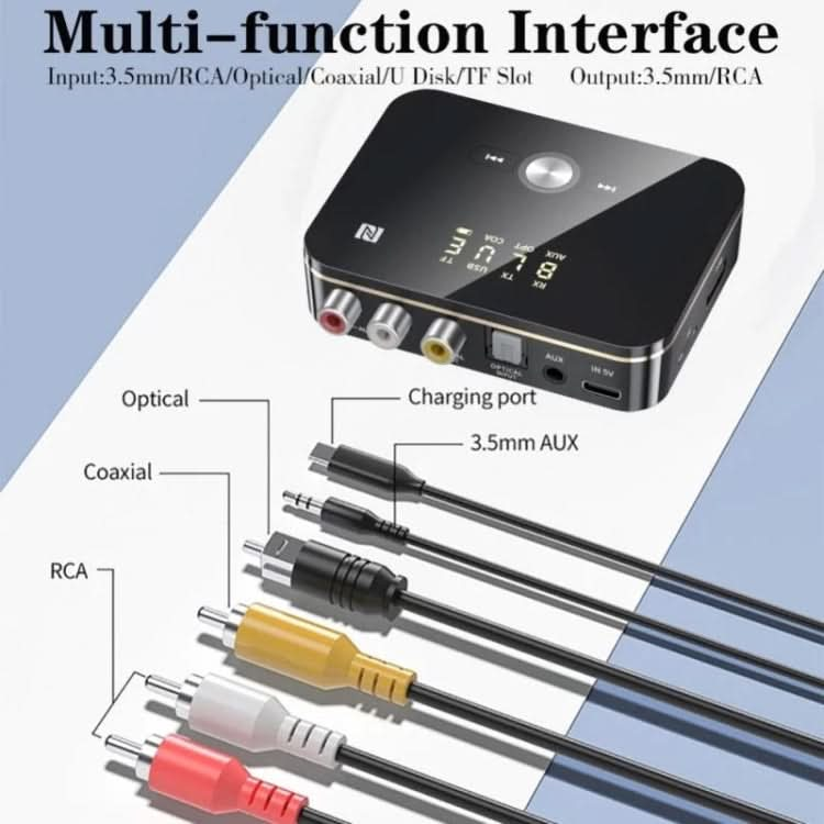 M8 NFC 2 in 1 NFC Optical Coaxial Bluetooth 5.0 Audio Transmitter Receiver with Digital Display