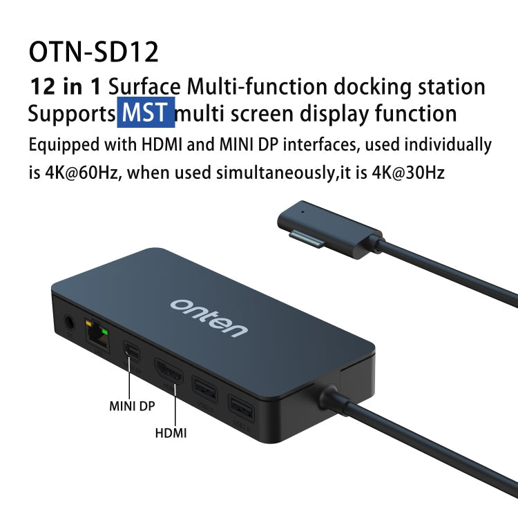 Onten SD12 For Microsoft Surface 12 in 1 Multi-function Docking Station My Store