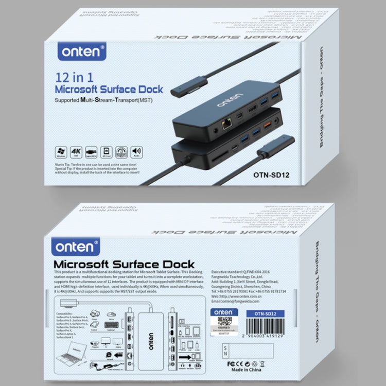 Onten SD12 For Microsoft Surface 12 in 1 Multi-function Docking Station