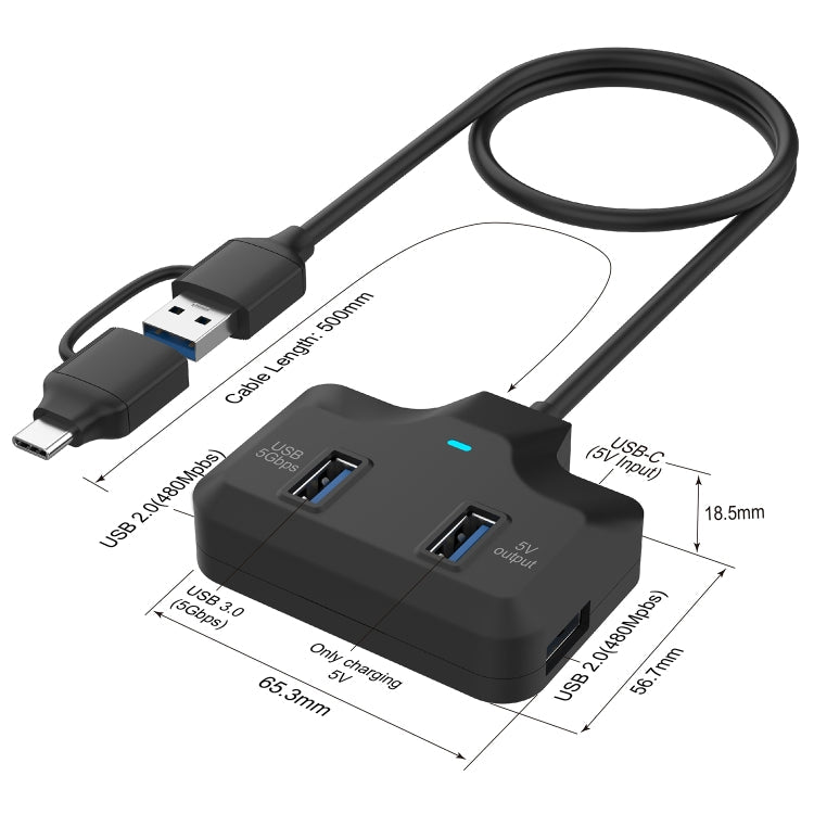 Onten OTN-UCA2310 4 in 2 USB-C / Type-C + USB3.0 4-Ports HUB Docking Station My Store