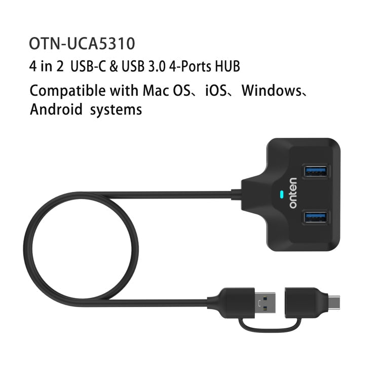 Onten OTN-UCA2310 4 in 2 USB-C / Type-C + USB3.0 4-Ports HUB Docking Station My Store