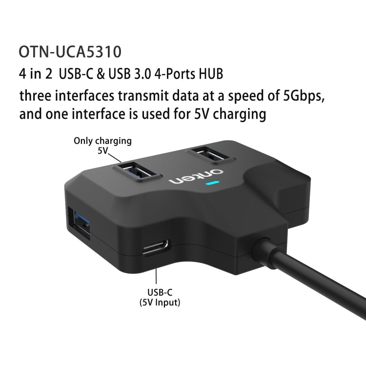 Onten OTN-UCA2310 4 in 2 USB-C / Type-C + USB3.0 4-Ports HUB Docking Station My Store