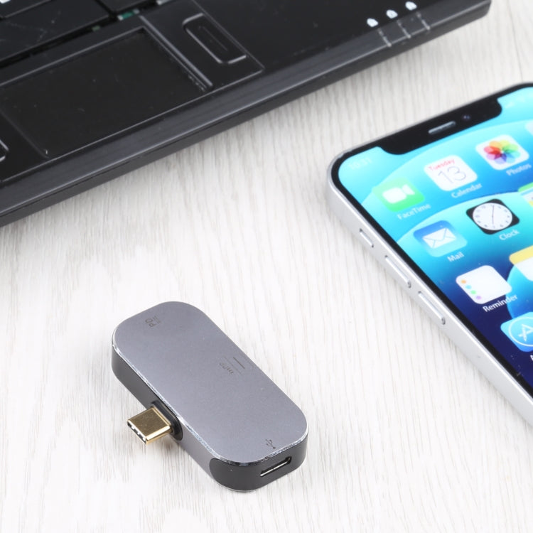 3 in 1 USB-C / Type-C Male to Dual USB-C / Type-C + Mini DP Female Adapter