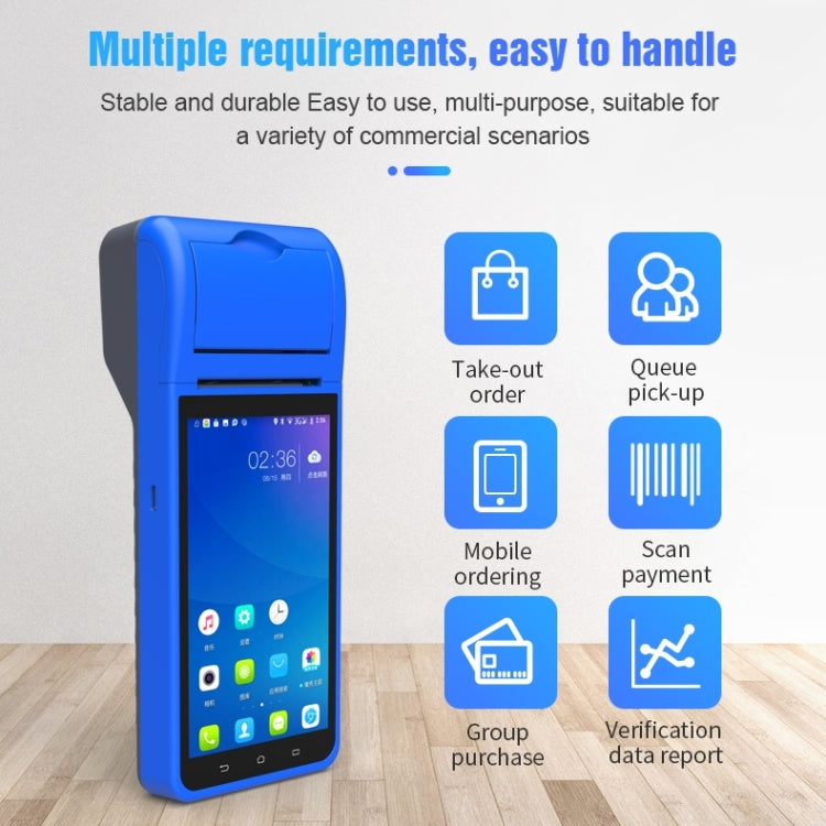 POS-6000 4G Version 1GB+8GB 58mm PDA Handheld 5.5 inch QR Code Android Smart POS Teminal Scanner Printer, EU Plug