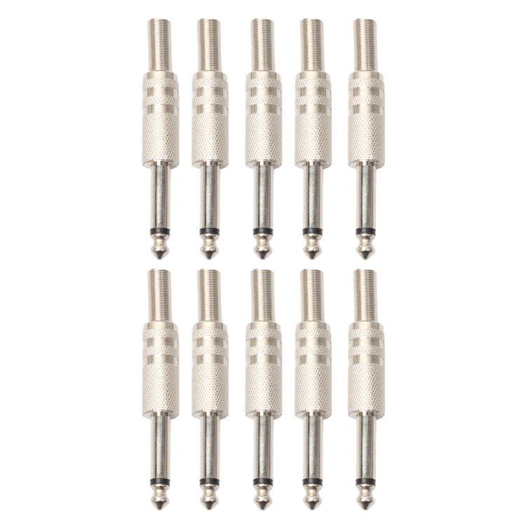 10 PCS 2 Pin 6.5mm Plug Zinc Alloy Welded Type Audio Connector 6.35 Audio Plug