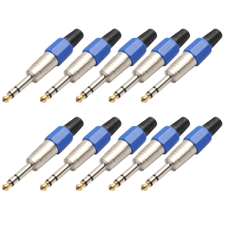 10 PCS 6.35mm Gold-plating Audio Plug Stereo Microphone Cord Plug