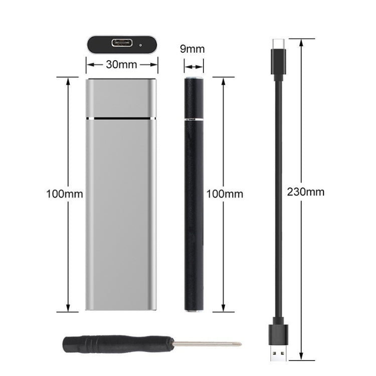 M.2 NGFF to USB-C / Type-C USB 3.1 Interface Aluminum Alloy SSD Enclosure