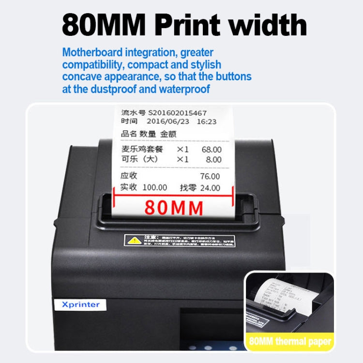 Xprinter N160II USB+WIFI Interface 80mm 160mm/s Automatic Thermal Receipt Printer, UK Plug