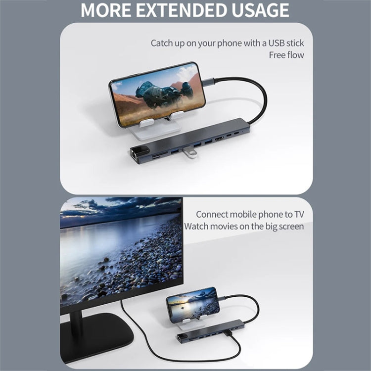 10 in 1 USB-C / Type-C Iinterface Docking Station Multi-function HUB