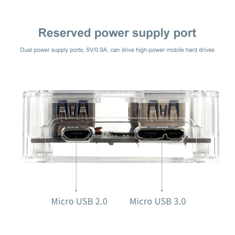 USB2.0 4 in 1 Multifunctional Desktop Square Transparent HUB