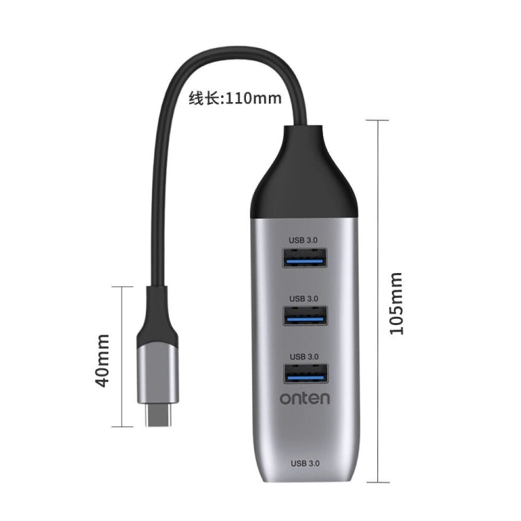 Onten 95118U 4 in 1 USB-C / Type-C to 4 USB 3.0 Ports Multifunctional HUB Converter Docking Station