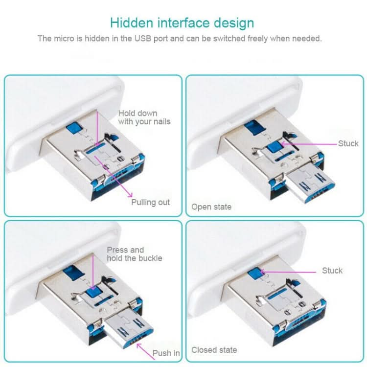 NK-208 3 in 1 i-Flash TF Card / SD Card Reader For 8 Pin + USB 2.0 + Micro USB Devices(Black)